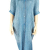 Pleated Lapel Button-up Blue Midi Shirtdress