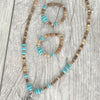 Western Wood Bead Mix Longhorn Necklace Set