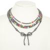 Western Multi Strand Bow Pendant Necklace