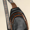 Leather Sling Bag With Jacquard Strap