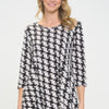 Houndstooth Print Ity Fabric Quarter Sleeve Top