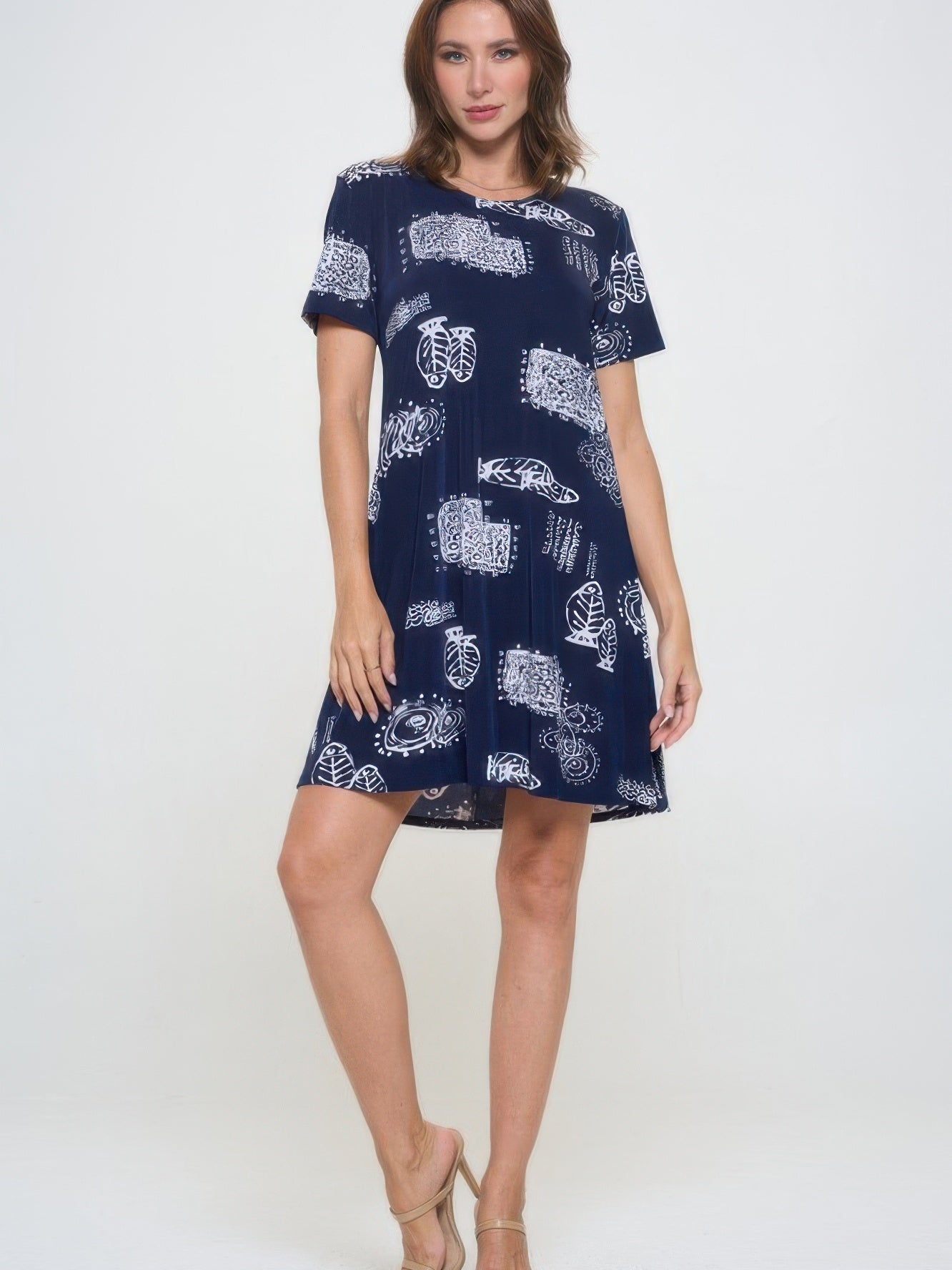 Plus Size Print Missy Dress short sleeve featuring a flattering silhouette and stylish floral print.