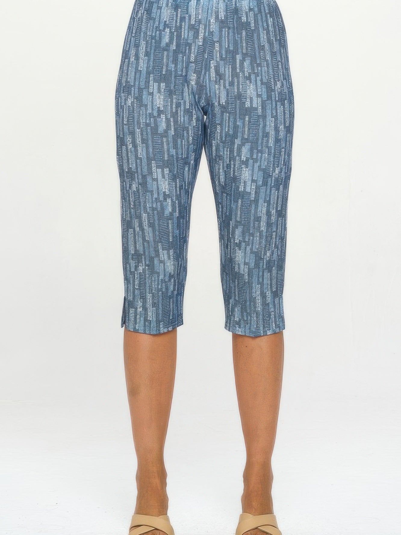 Hit Capri Pants in stylish blue pattern, showcasing comfortable capri pants design for casual wear.