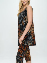 BNS Tank Capri Set showcased on model, featuring a sleeveless tank top and stylish capri pants in vibrant colors.