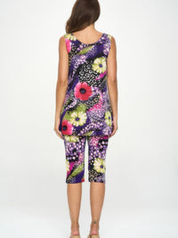BNS tank capri pants set featuring a floral print sleeveless tank and capri pants, ideal for stylish comfort.