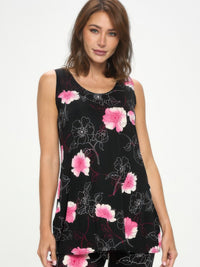 BNS tank capri pants set featuring a floral sleeveless top with a relaxed fit and stylish design.