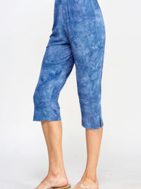 Plus size denim capri pants showcasing a comfortable and stylish denim print design, perfect for casual wear.