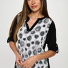 Hit Notch Neck Rolled Sleeve Top