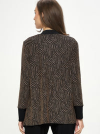 Model wearing Glitter Nylon Long Sleeve Contrast Jacket showcasing the back design with metallic glitter print.