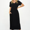 Hit V-Neck Long Dress W/pocket