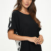 Hit Inbinding Neck Contrast Dolman Sleeve Top