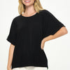 Hit Inbinding Neck Contrast Dolman Sleeve Top