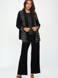 Nylon Foil Sequin Contrast Jacket worn by a model, showcasing shimmer and sophistication with tailored fit.