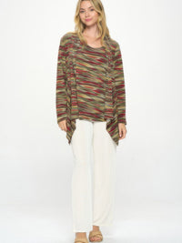 Mid Cut Print Jacket worn by a model, featuring stylish layered design in vibrant colors for modern versatility.