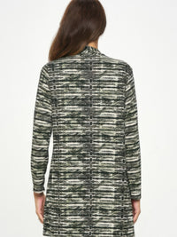 Back view of ITY Cardigan Fabric Contents showcasing its stylish design and soft fabric.