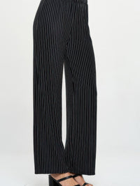Ottoman Flared Pants in black and white stripes, featuring a comfortable waistband and stylish wide leg design.