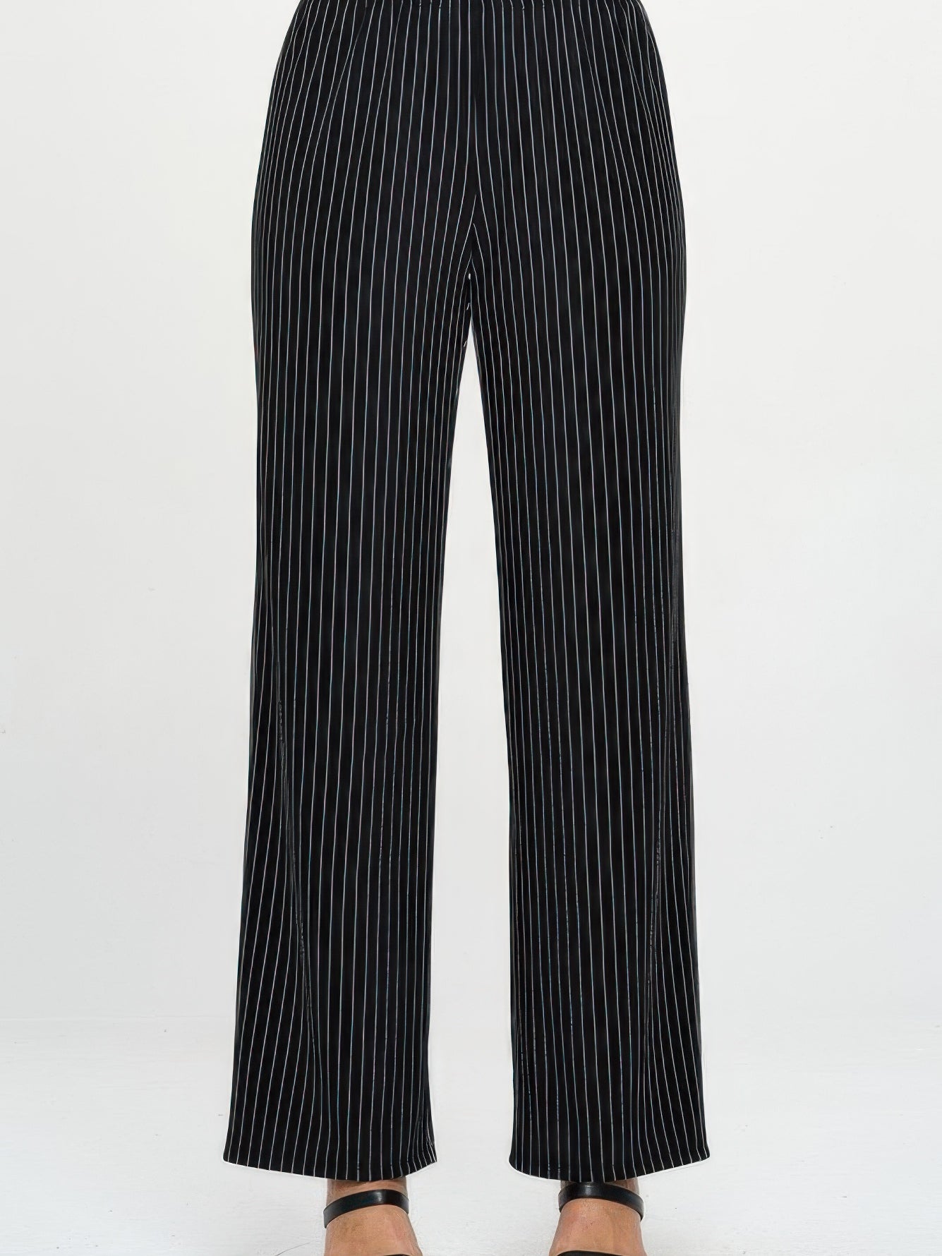 Ottoman Flared Pants featuring vertical stripes for a flattering silhouette, perfect for a stylish wardrobe update.