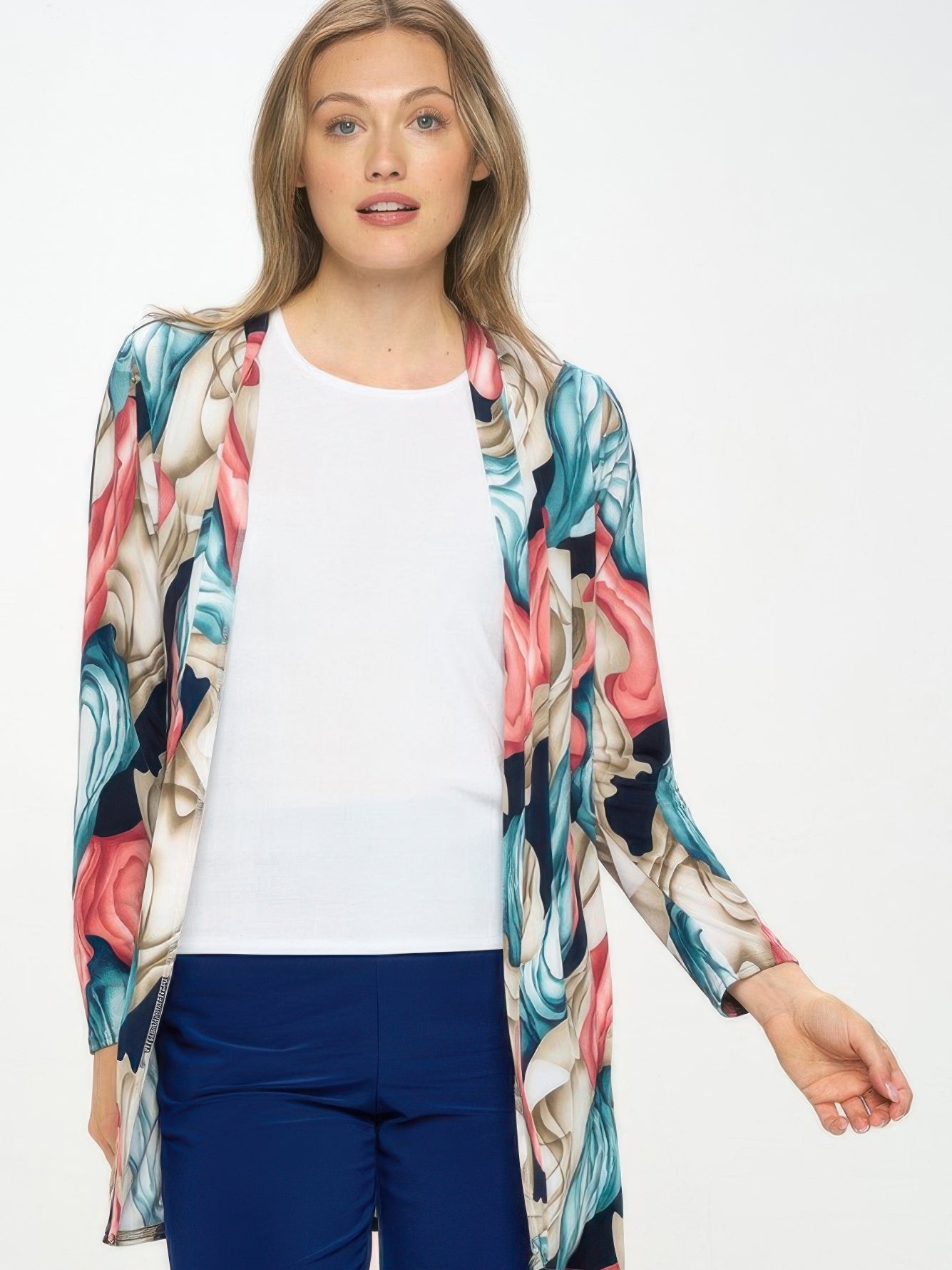 Long Sleeve Cardigan in a floral design, perfect for layering and crafted from premium ITY fabric.