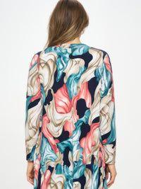 Long Sleeve Cardigan with an abstract colorful print, showcasing its soft fabric and stylish design from Netscape.