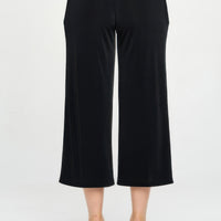 Back view of Elastic Waistband Ankle Pants with Pockets in black, showcasing the comfortable fit and stylish design.