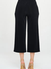 Back view of Elastic Waistband Ankle Pants with Pockets in black, showcasing the comfortable fit and stylish design.