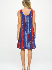 BNS Missy Tank Dress featuring a colorful red, white, and blue design, showcasing a sleeveless style suitable for summer.