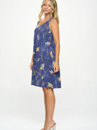 BNS Missy Tank Dress displayed on a model, featuring a vibrant printed design and comfortable sleeveless silhouette.