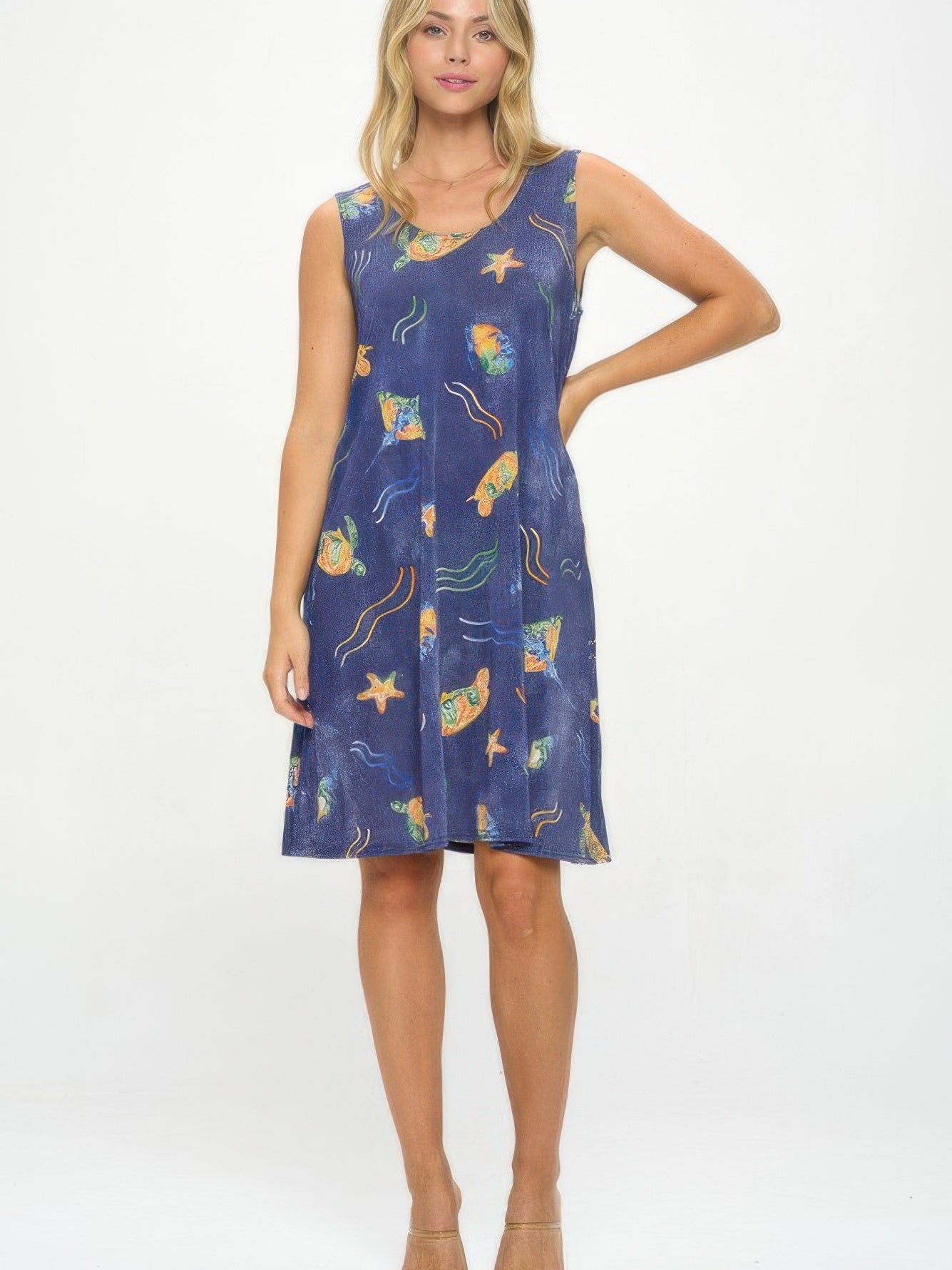 BNS Missy Tank Dress in vibrant printed design with a clean silhouette, perfect for all-day comfort.
