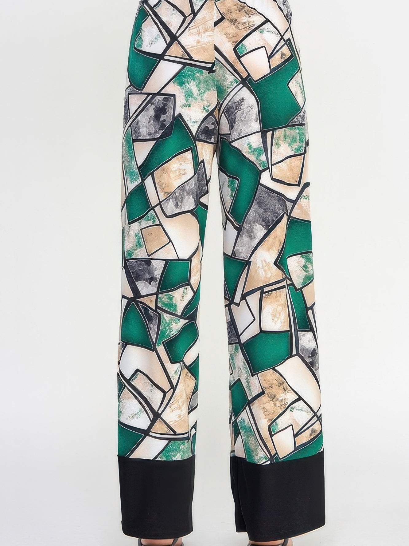 HIT Flared Pants featuring a geometric pattern, crafted from soft fabric for a stylish silhouette.