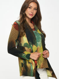 HIT Mid Cut Jacket featuring vivid print and flattering silhouette, perfect for transitional weather.