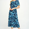 BNS Print Long Dress With Short Sleeve