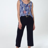 Model wearing Hit Wide Leg Ankle Length Pants with a stylish top, showcasing relaxed sophistication and comfort.