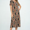 BNS Print Long Dress With Short Sleeve