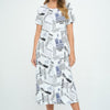 BNS Print Long Dress With Short Sleeve