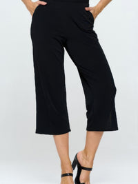 Moss Crepe Wide Leg Angle Pants in black, featuring a cropped wide-leg cut and comfortable waistband.