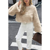 Solid Faux Fur Back Hide Zipper Pullover Coat