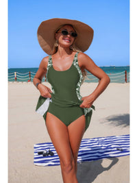 The Biarritz Patchwork One-Piece – patchwork tie-up one-piece swimsuit with paneled design