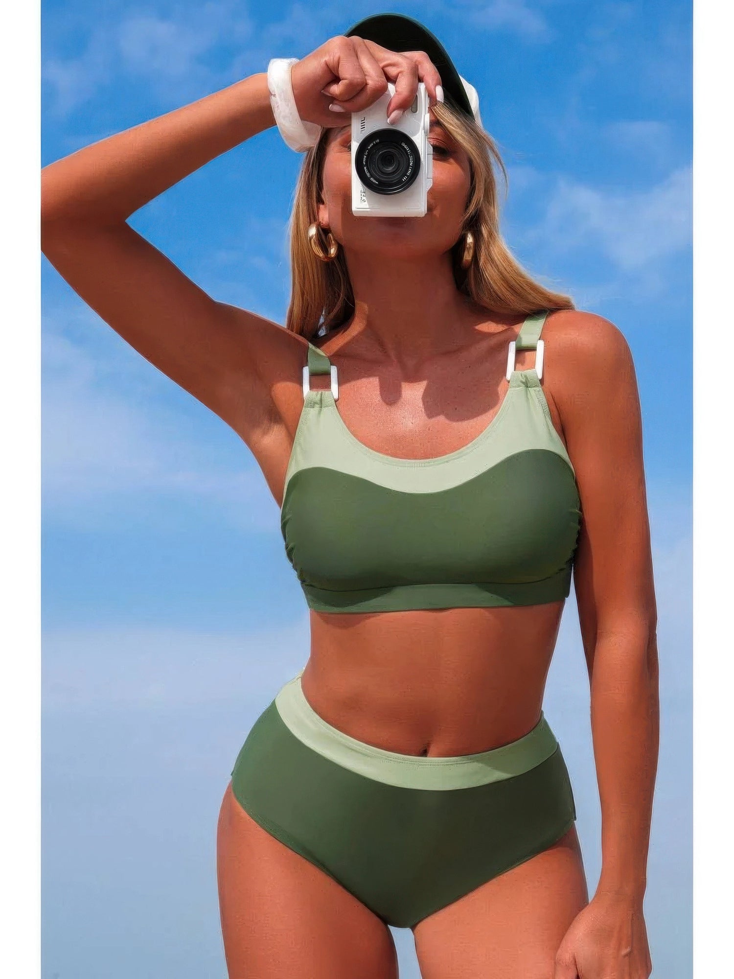 The Tulum Back Knot Bikini – colorblock back knot bikini set, view 2