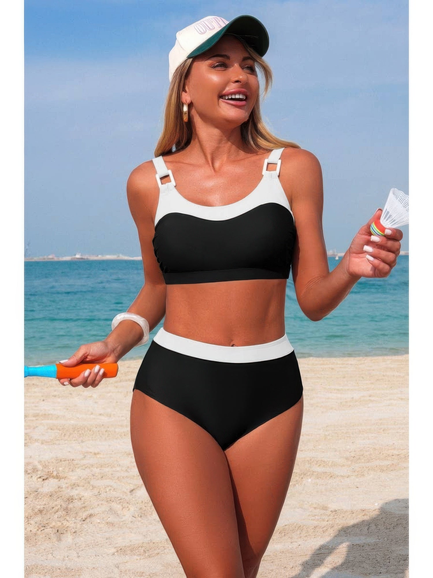 The Tulum Back Knot Bikini – colorblock back knot bikini set, view 4