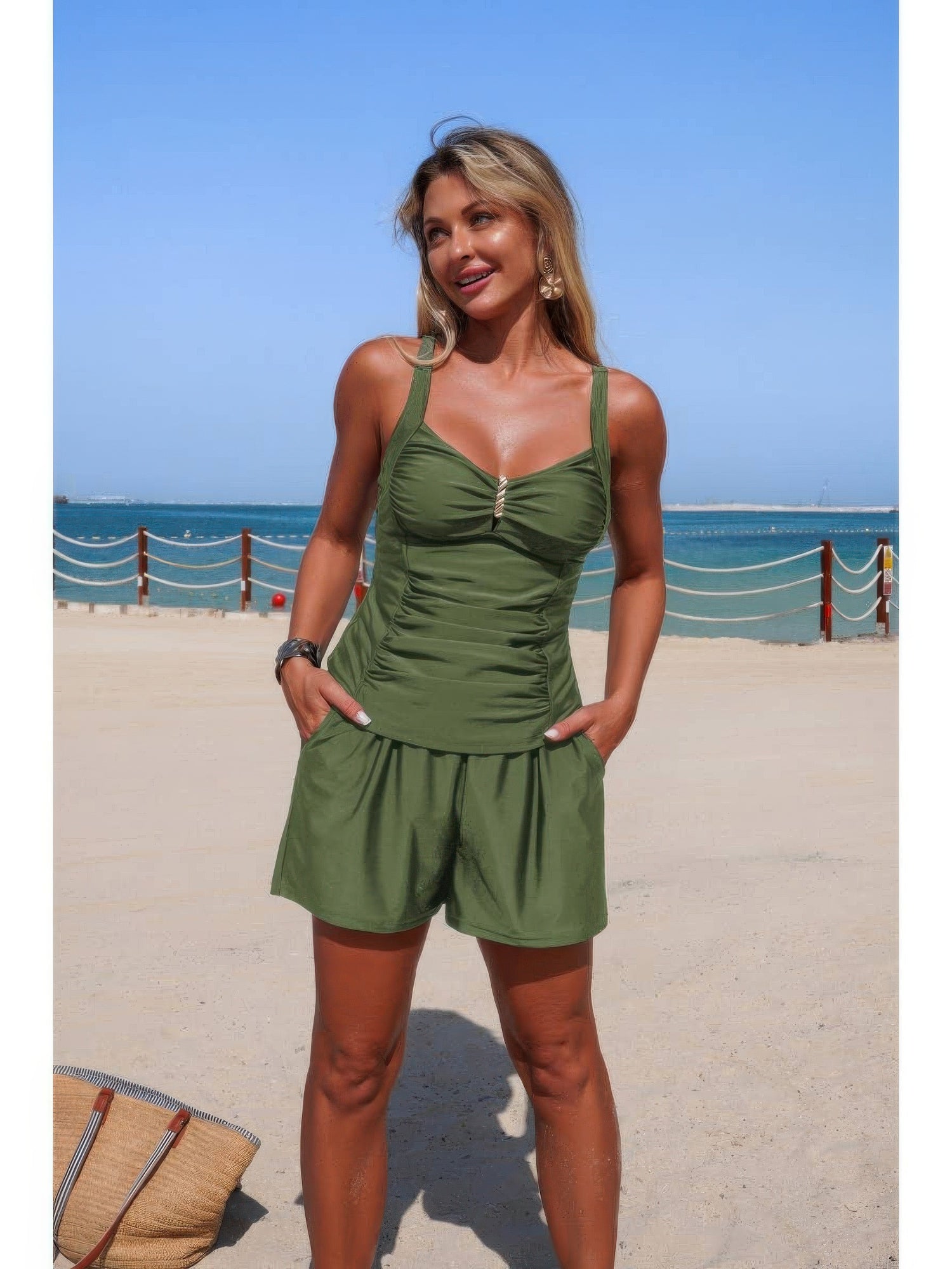 The Verano Pocket Swim Set – pleated two-piece swimsuit with sling straps and functional pockets