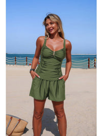 The Verano Pocket Swim Set – pleated two-piece swimsuit with sling straps and functional pockets