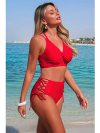The Ibiza Cross-Side Bikini – V-neck cross-side high waisted bikini, view 5