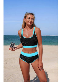 The Bondi Push-Up Bikini – push-up triangle bikini top with high waisted banded bottoms