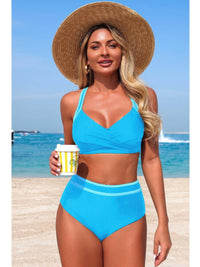 The Coronado Cross Bikini – high waisted cross-front contrast bikini, view 4