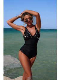 The Solmar Cutout One-Piece – V-neck cutout one-piece swimsuit, view 4