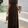 Off Shoulder Solid Backless Full Elegant Dress