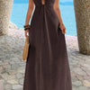 Halter Solid Hide Zipper A Line Maxi Dress