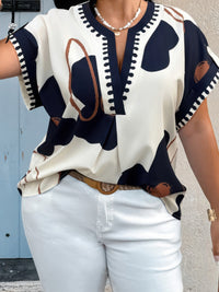 The Bluebell Floral Shirt – plus size notch V-neck floral shirt, view 4