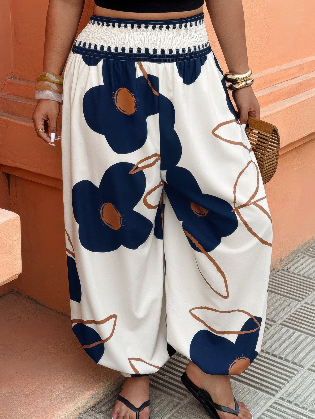 The Marisol Floral Pant – plus size floral print elastic waist pants, view 2