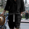 Men's Full Size Casual Knit V-Neck Short Sleeve Top and Shorts Set Plus Size